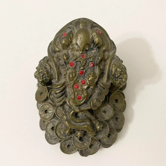 Chinese Feng Shui Resin Wealth Lucky Money Frog Statue Figurine Chip - Picture 5 of 11